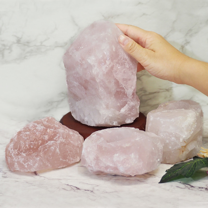 Rose Quartz Crystal Lamp Set 4 Pieces S356 5 Rose Quartz Crystal Lamp Set 4 Pieces S356-2 | Himalayan Salt Factory