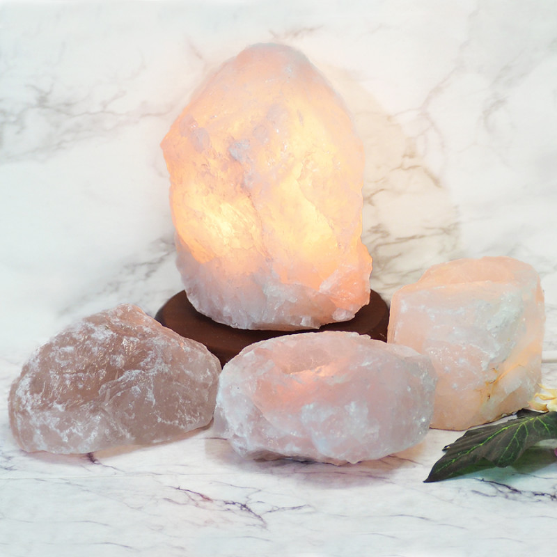 Rose Quartz Crystal Lamp Set 4 Pieces S356 3 Rose Quartz Crystal Lamp Set 4 Pieces S356 | Himalayan Salt Factory