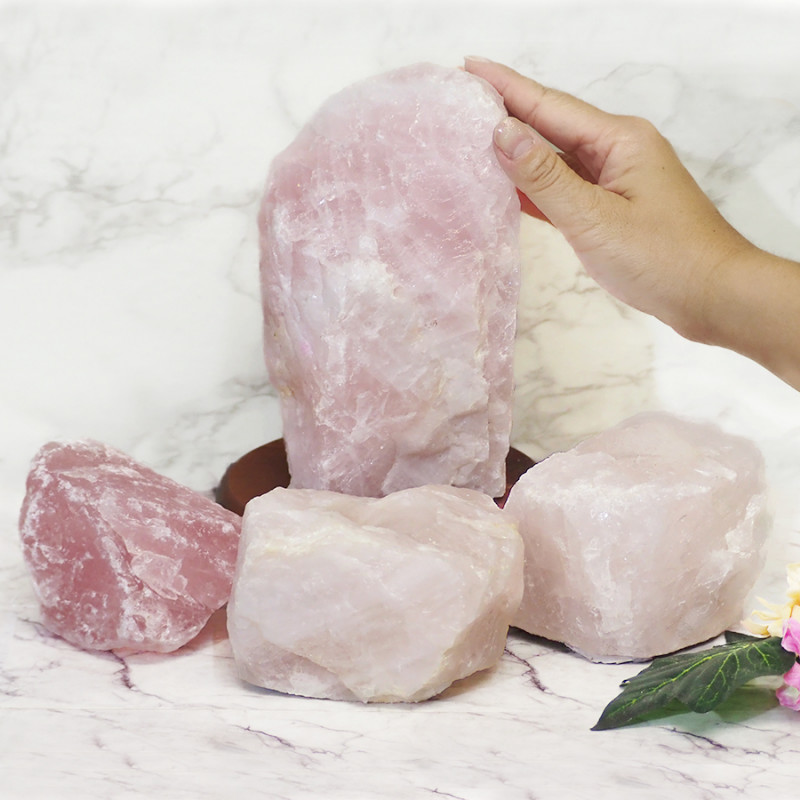Rose Quartz Crystal Lamp Set 4 Pieces S357 4 Rose Quartz Crystal Lamp Set 4 Pieces S357-1 | Himalayan Salt Factory
