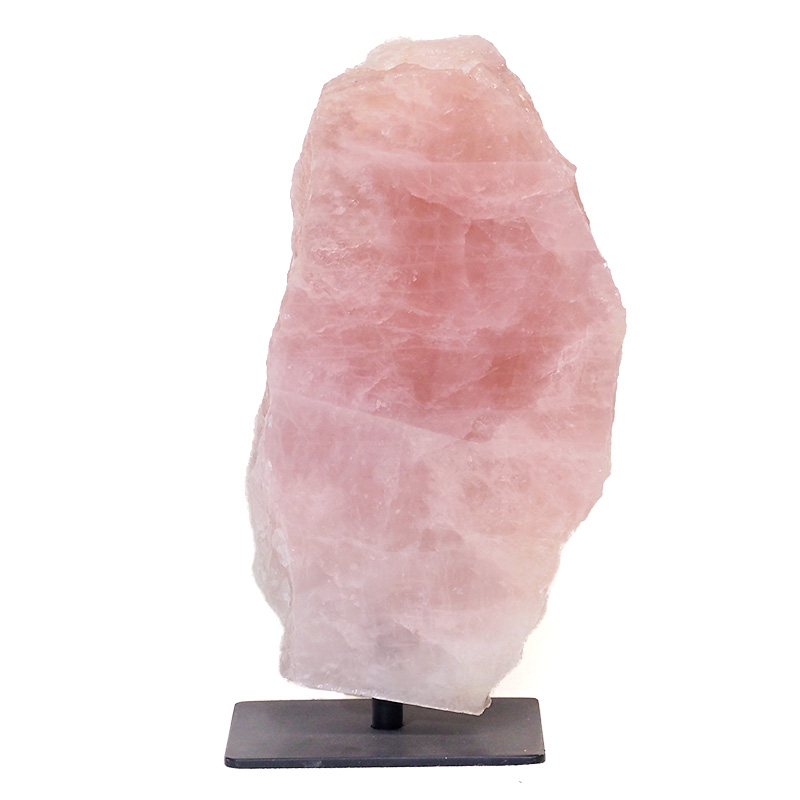 Rose Quartz Slab on Metal Stand S908 3 Rose Quartz Slab on Metal Stand S908 | Himalayan Salt Factory
