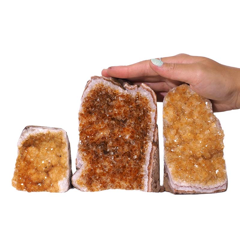 1.83kg Citrine Crystal Geode Specimen Set 3 Pieces N394 4 Citrine Crystal Geode Specimen Set 3 Pieces N394 | Himalayan Salt Factory