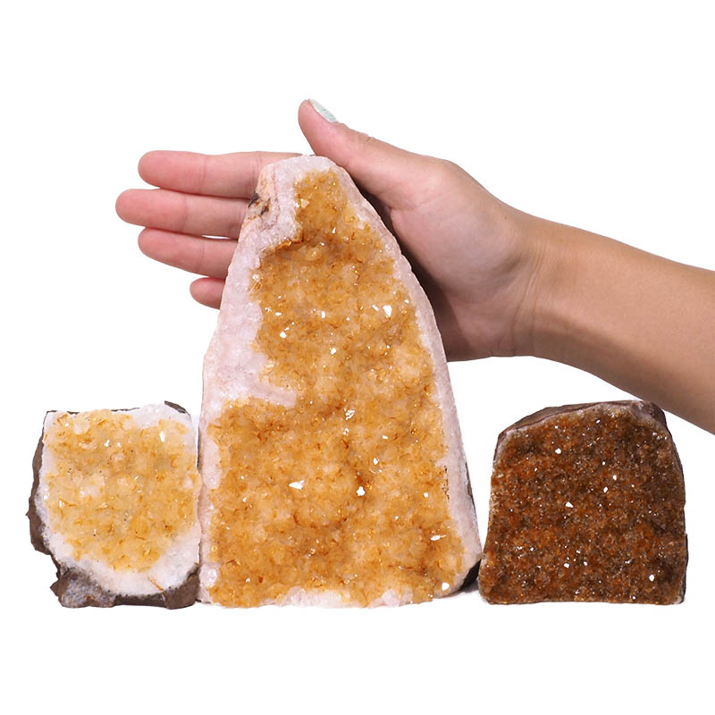 2.14kg Citrine Crystal Geode Specimen Set 3 Pieces N395 4 Citrine Crystal Geode Specimen Set 3 Pieces N395 | Himalayan Salt Factory
