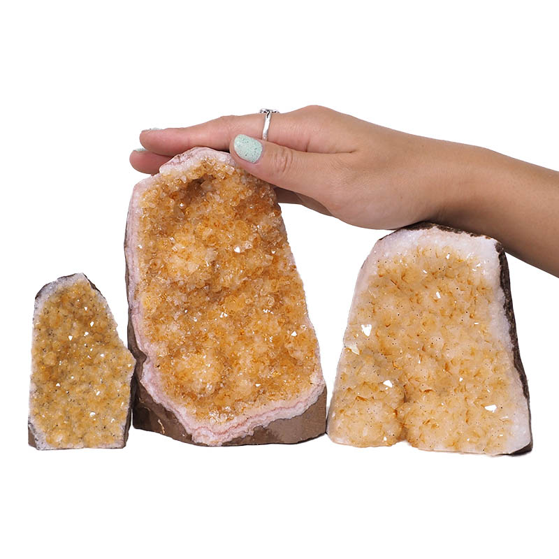 2.09kg Citrine Crystal Geode Specimen Set 3 Pieces N399 4 Citrine Crystal Geode Specimen Set 3 Pieces N399 | Himalayan Salt Factory