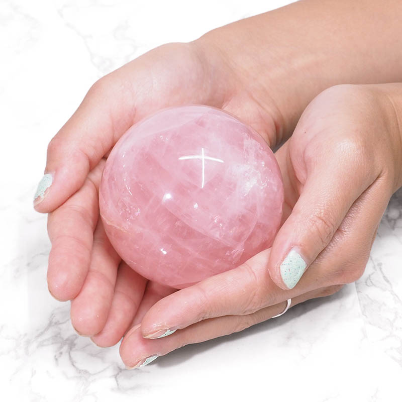Rose Quartz Sphere DS759 4 Rose Quartz Sphere DS759 | Himalayan Salt Factory