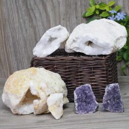 Calcite Geode Pair - 2 Small Geodes Set with Amethyst 2 Pieces DN99 | Himalayan Salt Factory