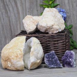 Calcite Geode Pair – 2 Small Geodes Set with Amethyst 2 Pieces DN113 | Himalayan Salt Factory