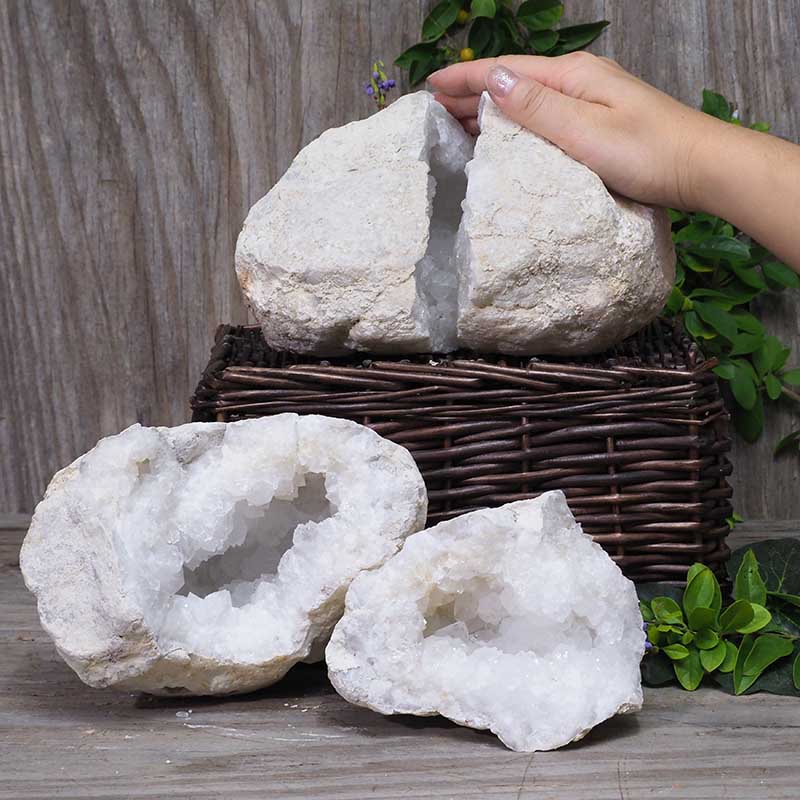 Natural Calcite Geode Pair - 2 Small Geodes Set S969 4 Natural Calcite Geode Pair - 2 Small Geodes Set S969 | Himalayan Salt Factory