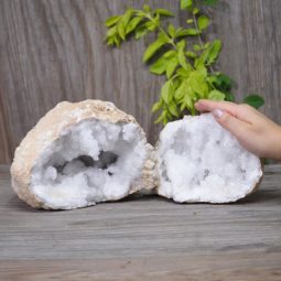 Natural Calcite Geode Pair Set S961 | Himalayan Salt Factory