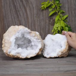 Natural Calcite Geode Pair Set S962 | Himalayan Salt Factory