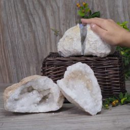 Natural Calcite Geode Pair – 2 Small Geodes Set N438 | Himalayan Salt Factory