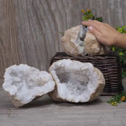 Natural Calcite Geode Pair – 2 Small Geodes Set N439 | Himalayan Salt Factory