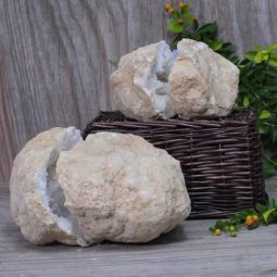 Natural Calcite Geode Pair – 2 Small Geodes Set N439 | Himalayan Salt Factory