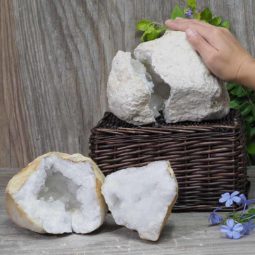 Natural Calcite Geode Pair – 2 Small Geodes Set N452 | Himalayan Salt Factory