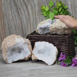 Natural Calcite Geode Pair – 2 Small Geodes Set N455 | Himalayan Salt Factory