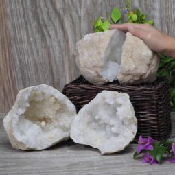 Natural Calcite Geode Pair – 2 Small Geodes Set N456 | Himalayan Salt Factory