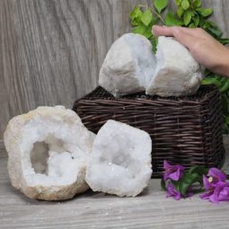Natural Calcite Geode Pair – 2 Small Geodes Set N458 | Himalayan Salt Factory