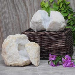 Natural Calcite Geode Pair – 2 Small Geodes Set N458 | Himalayan Salt Factory
