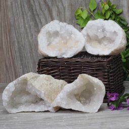 Natural Calcite Geode Pair – 2 Small Geodes Set N459 | Himalayan Salt Factory