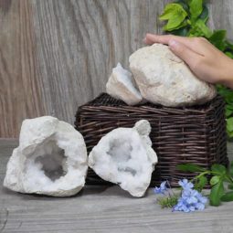Natural Calcite Geode Pair – 2 Small Geodes Set N461 | Himalayan Salt Factory