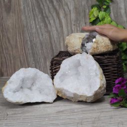 Natural Calcite Geode Pair – 2 Small Geodes Set N467 | Himalayan Salt Factory