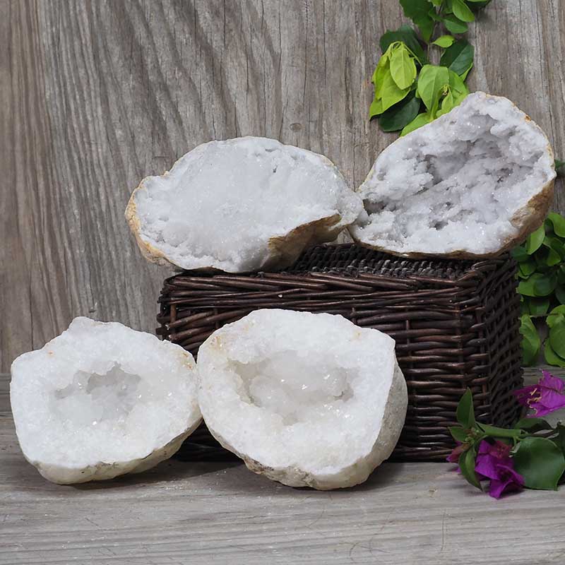 Natural Calcite Geode Pair - 2 Small Geodes Set N470 3 Natural Calcite Geode Pair – 2 Small Geodes Set N470 | Himalayan Salt Factory