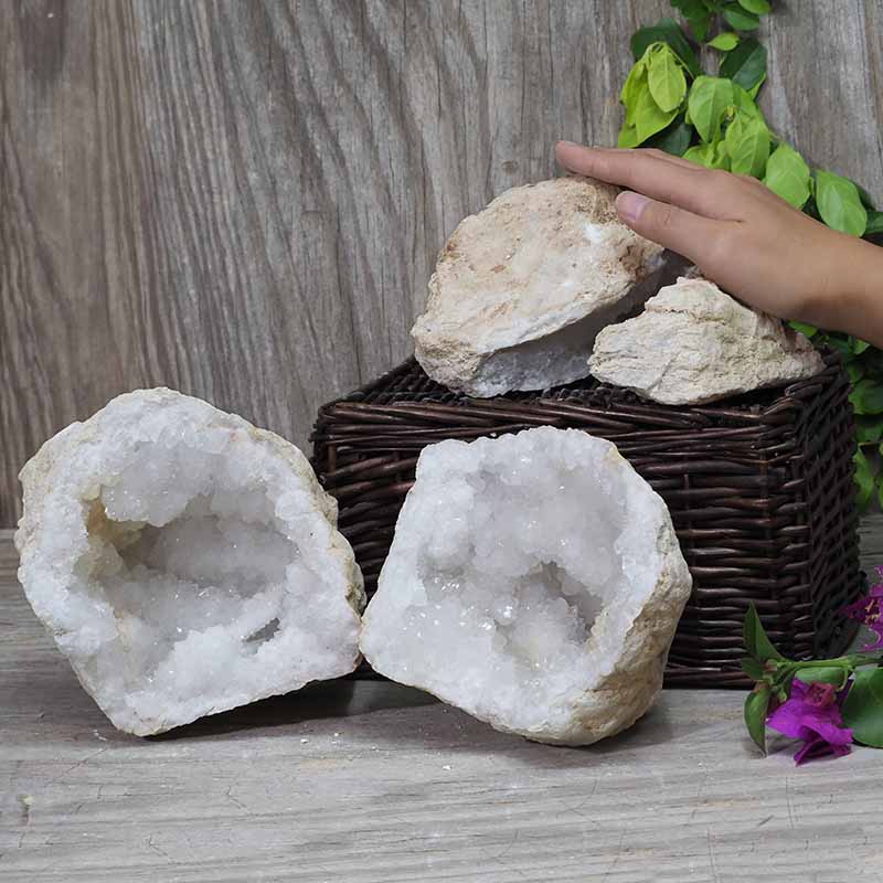 Natural Calcite Geode Pair - 2 Small Geodes Set N472 4 Natural Calcite Geode Pair – 2 Small Geodes Set N472 | Himalayan Salt Factory