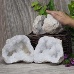 Natural Calcite Geode Pair – 2 Small Geodes Set N475 | Himalayan Salt Factory