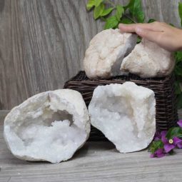 Natural Calcite Geode Pair – 2 Small Geodes Set N476 | Himalayan Salt Factory
