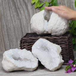Natural Calcite Geode Pair – 2 Small Geodes Set N477 | Himalayan Salt Factory