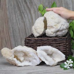 Natural Calcite Geode Pair – 2 Small Geodes Set N484 | Himalayan Salt Factory