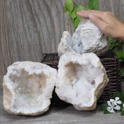 Natural Calcite Geode Pair – 2 Small Geodes Set N488 | Himalayan Salt Factory