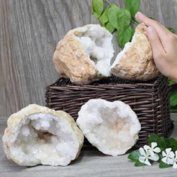 Natural Calcite Geode Pair – 2 Small Geodes Set N490 | Himalayan Salt Factory