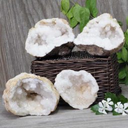 Natural Calcite Geode Pair – 2 Small Geodes Set N490 | Himalayan Salt Factory