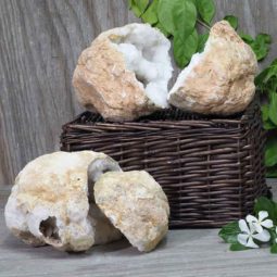 Natural Calcite Geode Pair – 2 Small Geodes Set N490 | Himalayan Salt Factory
