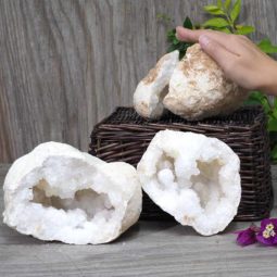 Natural Calcite Geode Pair – 2 Small Geodes Set N493 | Himalayan Salt Factory