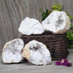 Natural Calcite Geode Pair – 2 Small Geodes Set N495 | Himalayan Salt Factory