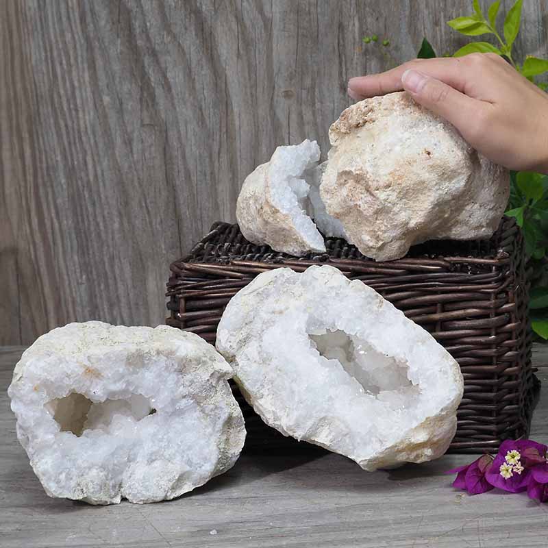 Natural Calcite Geode Pair - 2 Small Geodes Set N496 4 Natural Calcite Geode Pair – 2 Small Geodes Set N496 | Himalayan Salt Factory