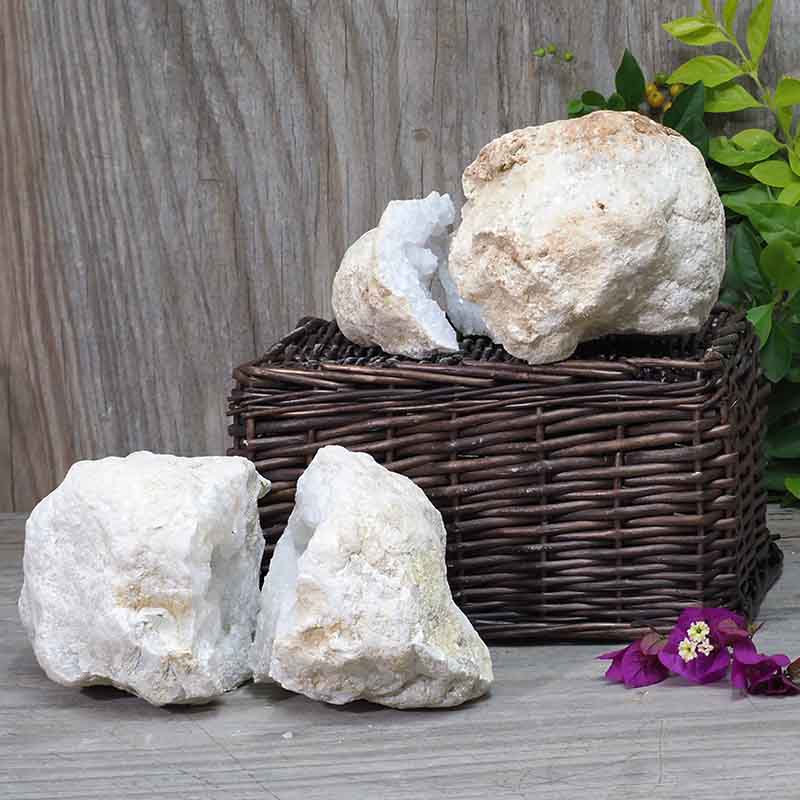 Natural Calcite Geode Pair - 2 Small Geodes Set N496 5 Natural Calcite Geode Pair – 2 Small Geodes Set N496 | Himalayan Salt Factory