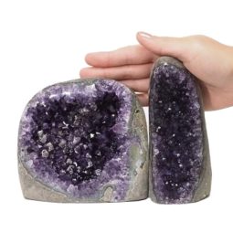2.06kg Amethyst Polished Crystal Geode Specimen Set 2 Pieces DN134 | Himalayan Salt Factory