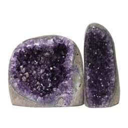 2.06kg Amethyst Polished Crystal Geode Specimen Set 2 Pieces DN134 | Himalayan Salt Factory