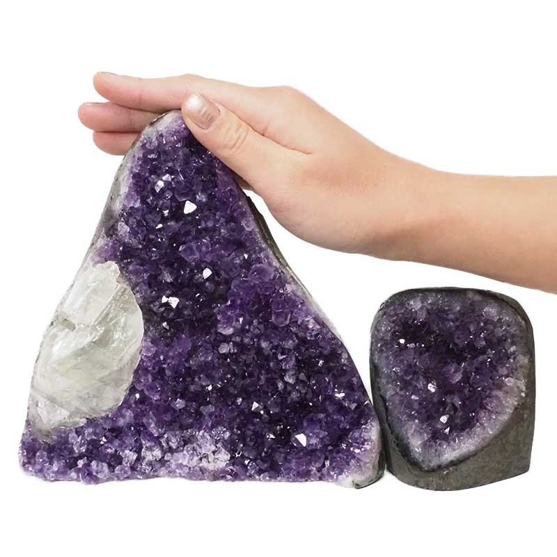 2.50kg Amethyst Polished Crystal Geode Specimen Set 2 Pieces DN135 4 Amethyst Polished Crystal Geode Specimen Set 2 Pieces DN135 | Himalayan Salt Factory