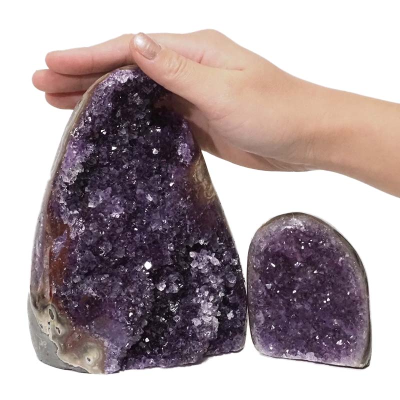 1.83kg Amethyst Polished Crystal Geode Specimen Set 2 Pieces DN136 4 Amethyst Polished Crystal Geode Specimen Set 2 Pieces DN136 | Himalayan Salt Factory