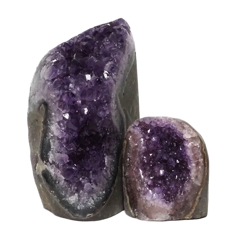 1.92kg Amethyst Polished Crystal Geode Specimen Set 2 Pieces DN137 3 Amethyst Polished Crystal Geode Specimen Set 2 Pieces DN137 | Himalayan Salt Factory
