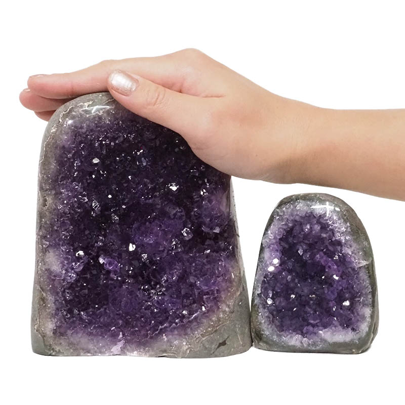 1.85kg Amethyst Polished Crystal Geode Specimen Set 2 Pieces DN138 4 Amethyst Polished Crystal Geode Specimen Set 2 Pieces DN138 | Himalayan Salt Factory