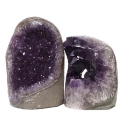 Amethyst Polished Crystal Geode Specimen Set 2 Pieces DN142 | Himalayan Salt Factory