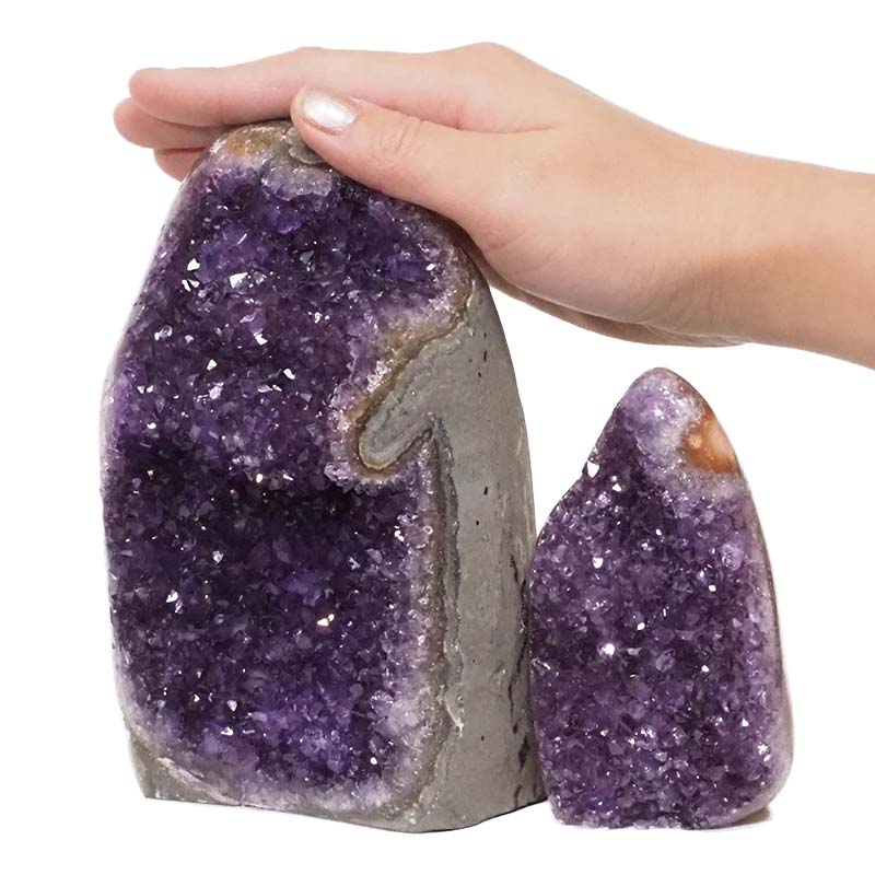 2.40kg Amethyst Polished Crystal Geode Specimen Set 2 Pieces DN143 4 Amethyst Polished Crystal Geode Specimen Set 2 Pieces DN143 | Himalayan Salt Factory