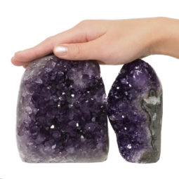 Amethyst Polished Crystal Geode Specimen Set 2 Pieces DN145 | Himalayan Salt Factory
