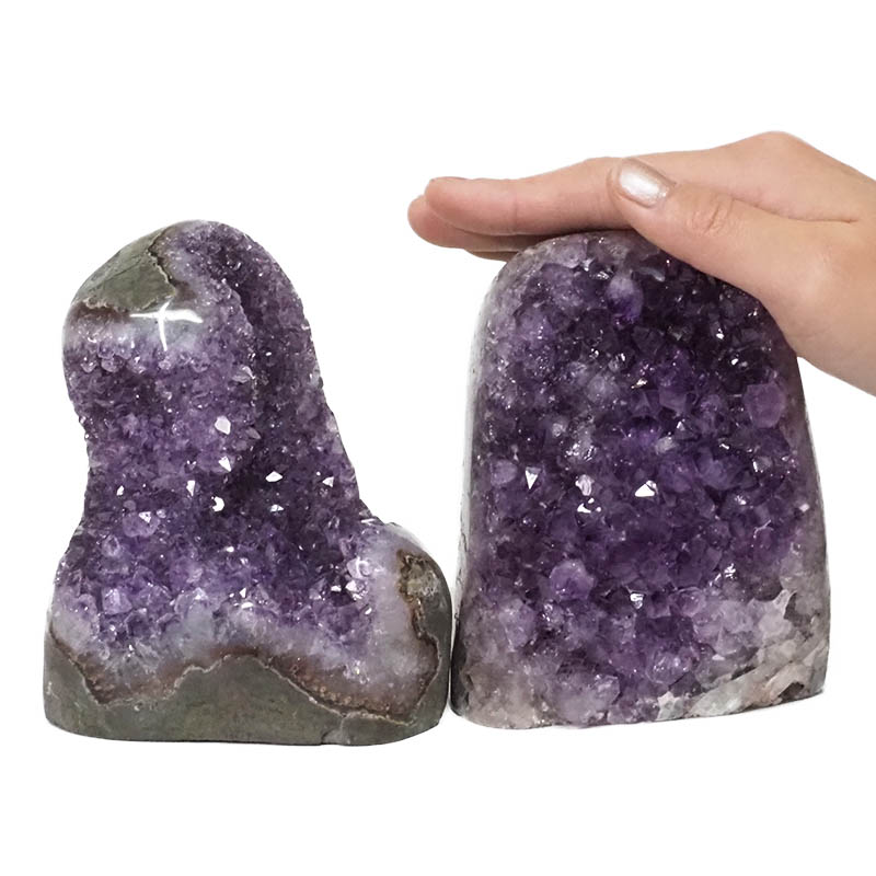 2.23kg Amethyst Polished Crystal Geode Specimen Set 2 Pieces DN146 4 Amethyst Polished Crystal Geode Specimen Set 2 Pieces DN146 | Himalayan Salt Factory