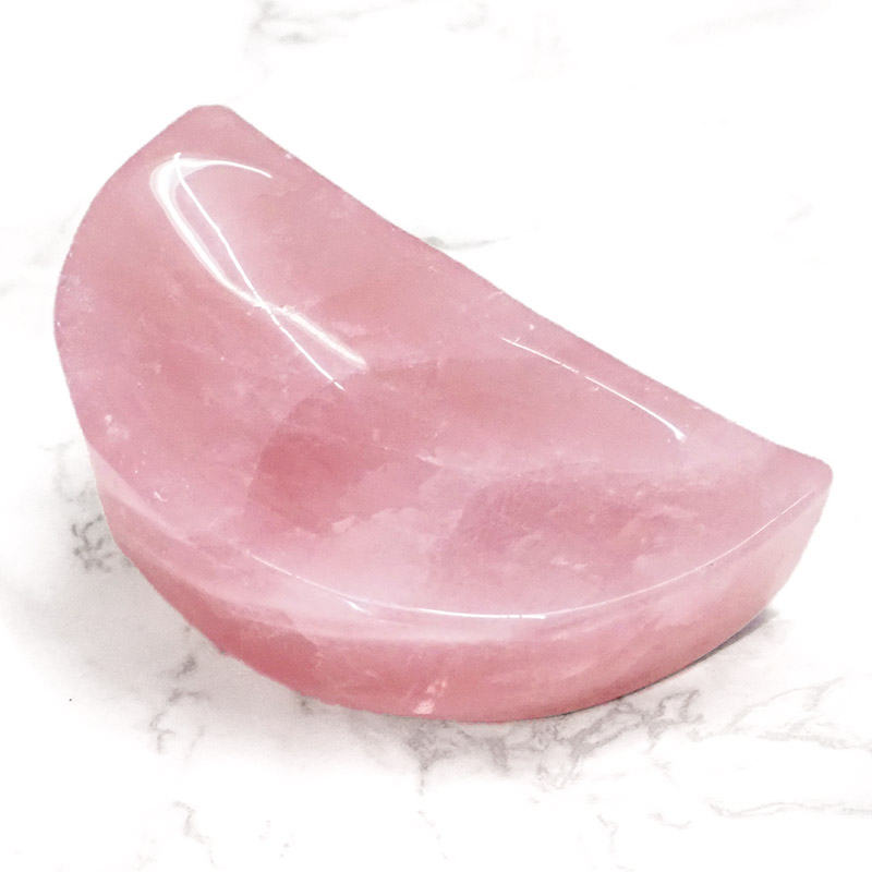0.14kg Rose Quartz Moon Bowl 6 0.14kg Rose Quartz Moon Bowl | Himalayan Salt Factory