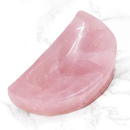 0.14kg Rose Quartz Moon Bowl | Himalayan Salt Factory